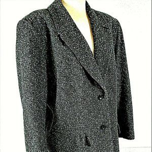 Liz Claiborne womens 14 black WOOL coat (B9)E1MT